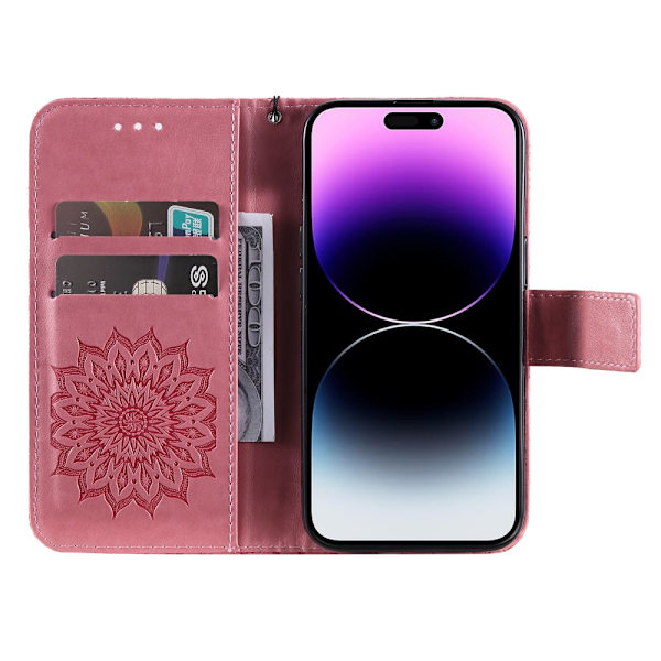 SKALO iPhone 15 Pro Max Mandala lompakkokotelo - Pinkki Pink