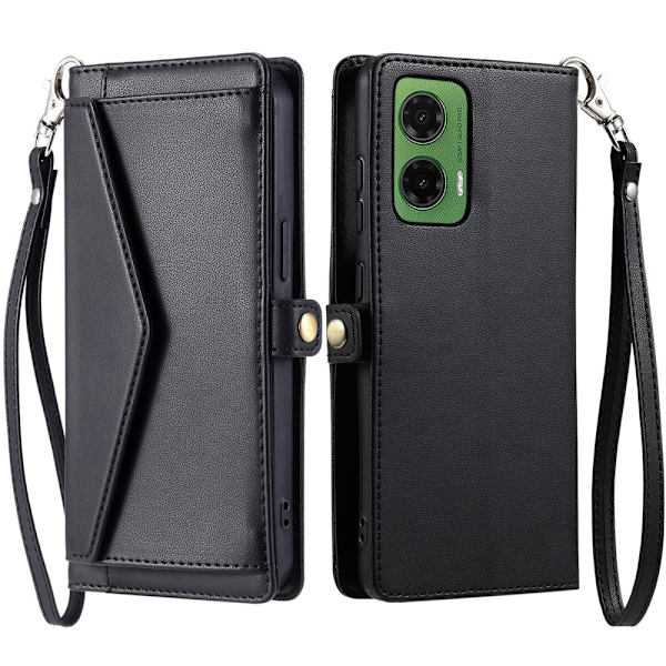 SKALO Motorola Moto G35 5G PU-Læder Envelope Flip Cover - Sort Black