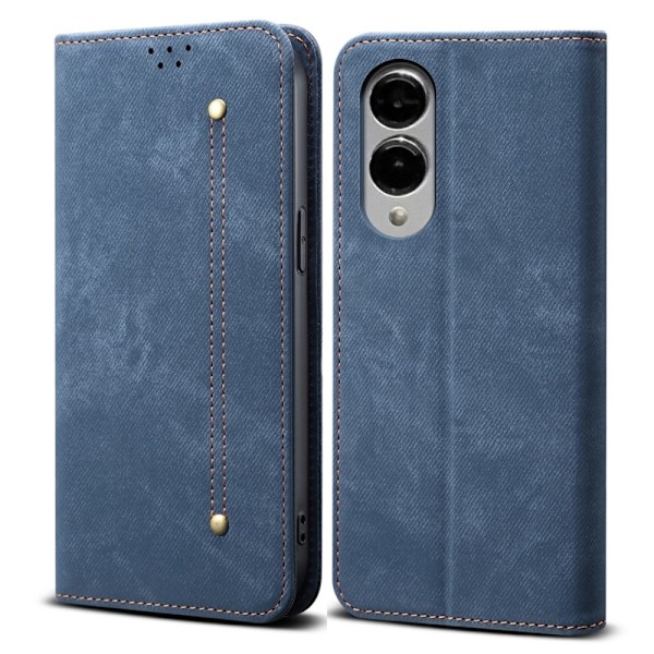 SKALO Samsung S25 Edge Jeans Flip Cover - Blå Blue