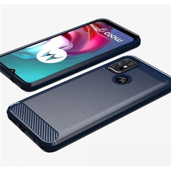 SKALO Moto G30 Armor Carbon Iskunkestävä TPU suojakuori - Valitse väri Blue