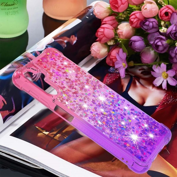 SKALO Samsung A04s 4G Kvicksand Glitter Hjerter TPU Cover - Pink Multicolor