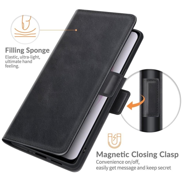 SKALO Samsung S22+ Premium -lompakkokotelo - musta Black
