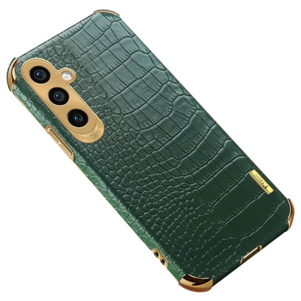 SKALO Samsung S24 Crocodile Guldkant Cover - Grøn Green