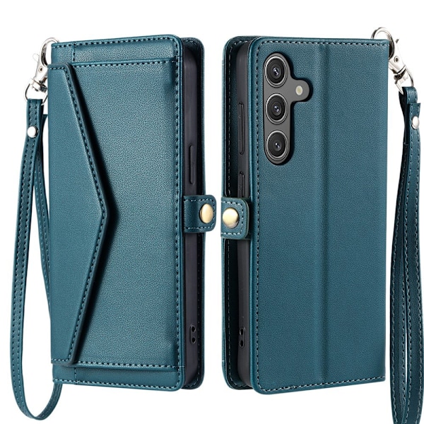 SKALO Samsung A26 5G PU-Nahkakuori Lompakkokotelo - Vihreä Green