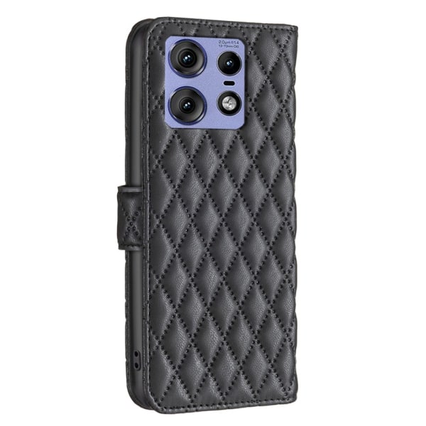 SKALO Motorola Edge 50 Pro 5G BINFEN COLOR Quiltat Plånbok - Svart Svart