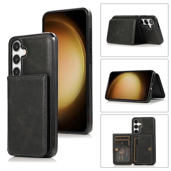 SKALO Samsung S24 PU-læder Cover med Pung - Sort Black