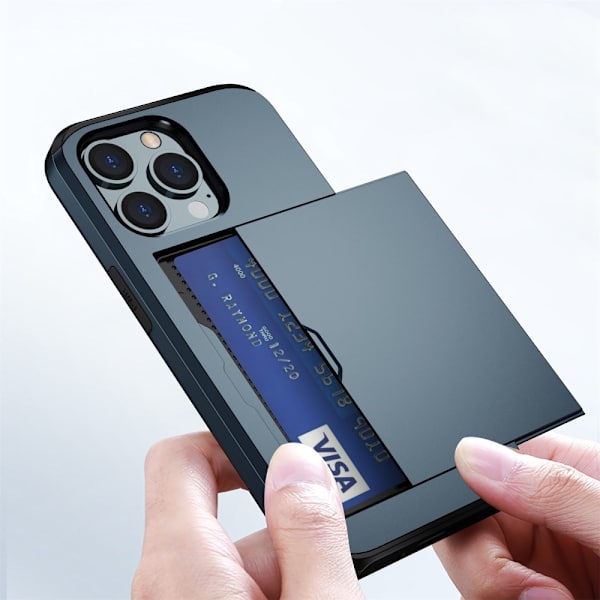 SKALO iPhone 14 Pro Armor Skal Korthållare - Blå Blå