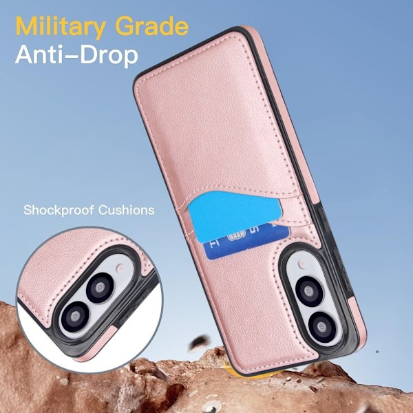 SKALO Samsung S25 Edge PU-Nahkainen Korttikotelo Suojakuori - Ruusukulta Pink gold