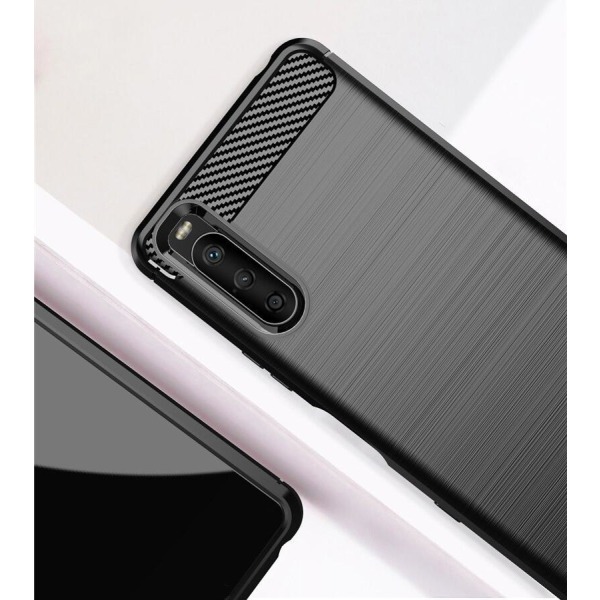 SKALO Sony Xperia 10 III Armor Carbon Stødsikker TPU-cover - Vælg farve Black