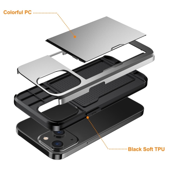 SKALO iPhone 15 Plus Armor Skal Korthållare - Grå grå