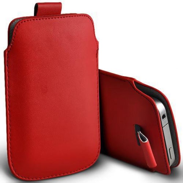 Trækflig / Læderlomme - Passer til iPhone 5 / 5S / 5C / SE - flere farver Red
