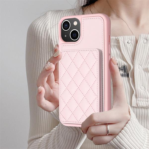 SKALO iPhone 15 Quiltet Cover med Pung - Pink Pink