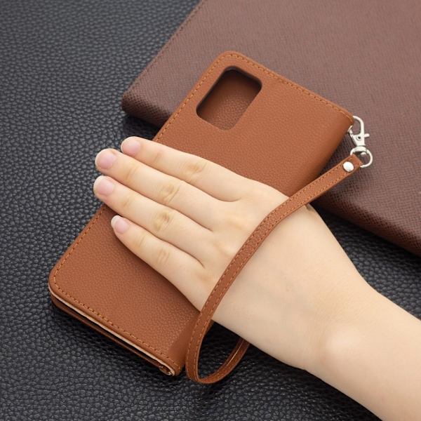 SKALO Samsung A02s / A03s Premium Litchi Plånbok - Brun Brown