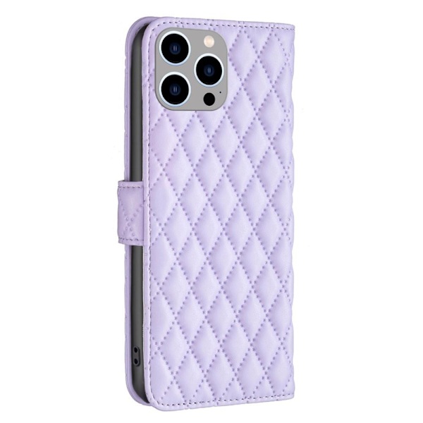 SKALO iPhone 15 Pro BINFEN COLOR Quiltat Plånbok - Lila Lila