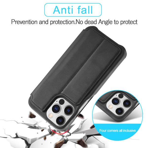 SKALO iPhone 15 Pro Max LC.IMEEKE Pungetui i PU-læder - Sort Black