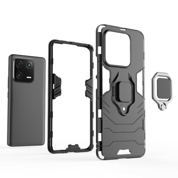 SKALO Xiaomi 13 Pro 5G Armor Hybrid metal ring cover - Sort Black