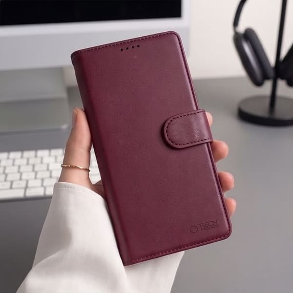 Tech-Protect 2i1 Wallet MagSafe Pungetui/Cover til iPhone 18 Pro - Mulberry Wine red