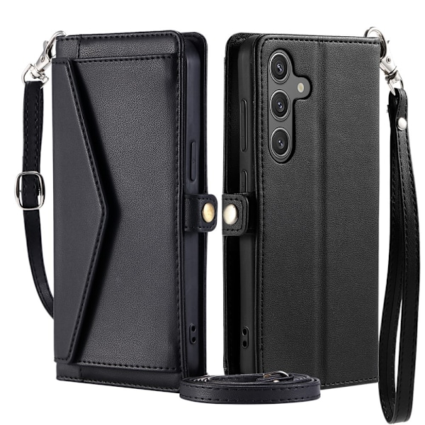 SKALO Samsung A56 5G PU-Læder Envelope Flip Cover - Sort Black