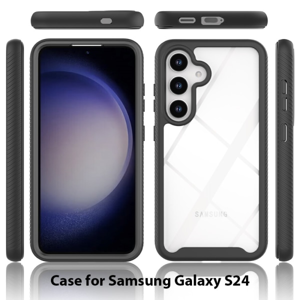 SKALO Samsung S24 Iskunkestävä Clear Hybridi Suojakuori - Tummansininen Dark blue