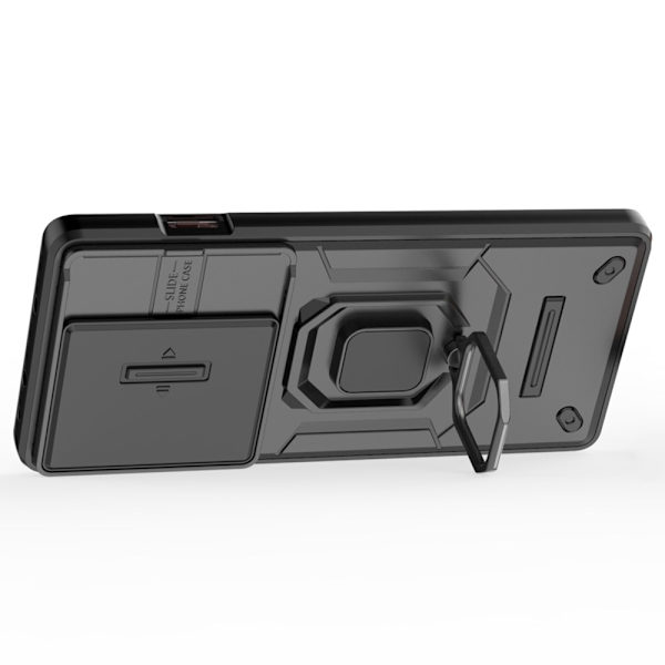 SKALO OnePlus 12R 5G Armor Hybrid Metal Ring Camera Slider - Sort Black