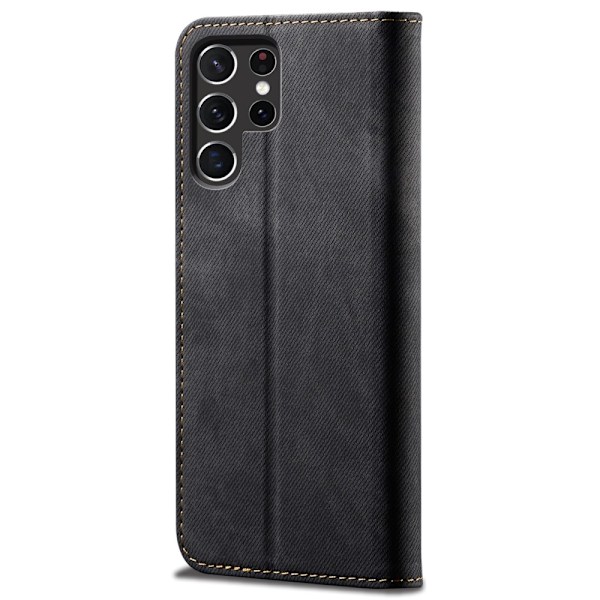 SKALO Samsung S25 Ultra Jeans Lompakkokotelo - Musta Black