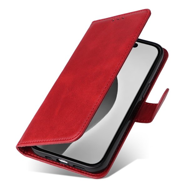 SKALO iPhone 16 Pro Max PU-læder Pungetui - Vælg farve Red