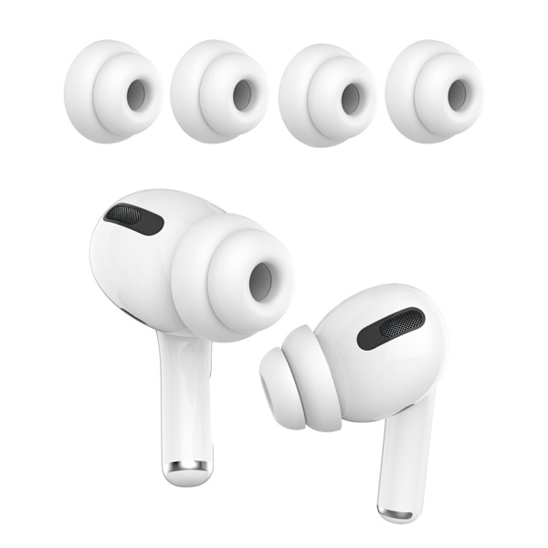 2-PAKK AHASTYLE AirPods Pro 1/2 silikone Ørepropper med dobbelt design L - Hvid White