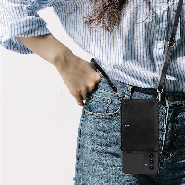 SKALO Samsung A14 4G/5G TPU-Suojakuori with Heart Wallet - Musta Black