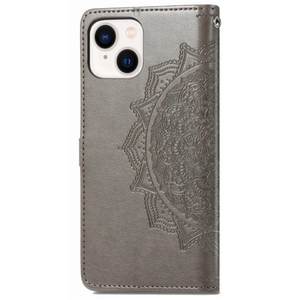 SKALO iPhone 14 Mandala Plånboksfodral - Grå grå