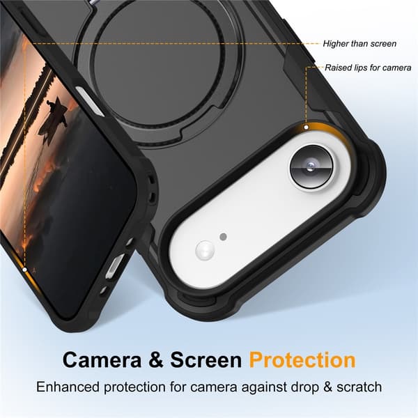 SKALO iPhone Air Armor Ring Cover - Sort Black