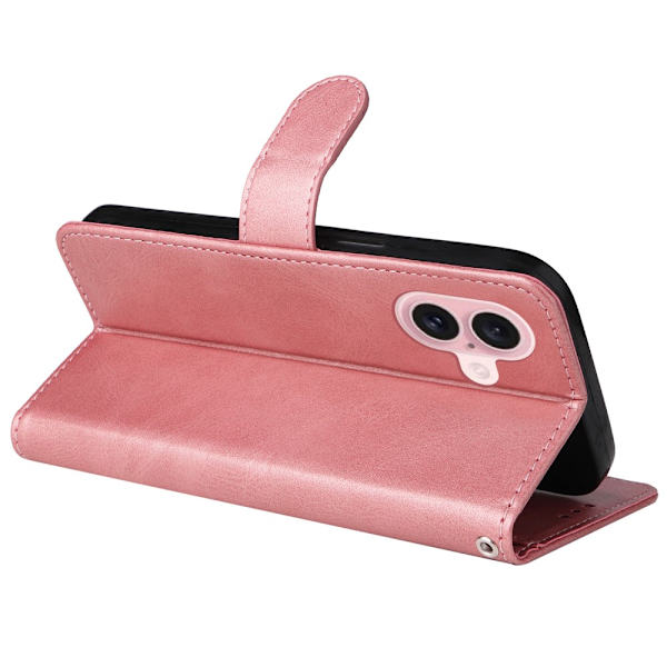 SKALO iPhone 16 PU-Läder Plånboksfodral - Fler färger Rosa