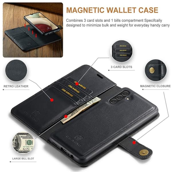 DG MING Samsung A04s 4G 2-i-1 Magnet Pungetui - Sort Black