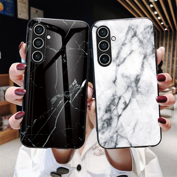 SKALO Samsung A56 5G Marmor Hærdet Glas TPU Cover - #1 Multicolor