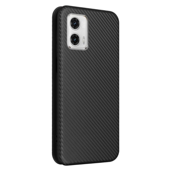 SKALO Motorola Moto G53 5G Carbon Fiber Lompakkokotelo - Musta Black