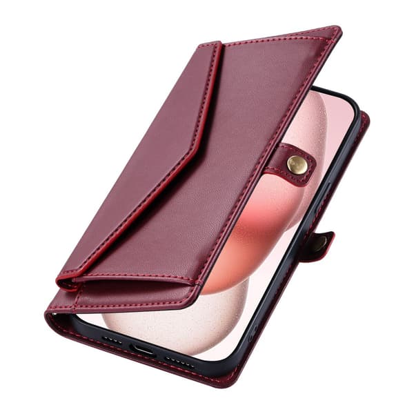 SKALO PU-Läder Envelope Plånboksfodral för iPhone 18 Pro Max - Röd Röd