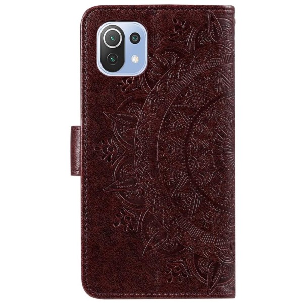 SKALO Xiaomi Mi 11 Lite Mandala Plånboksfodral - Mörkbrun Dark brown