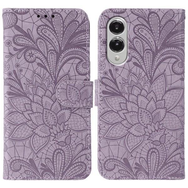 SKALO Samsung S25 Edge Mandala Blomst Flip Cover - Lilla Purple