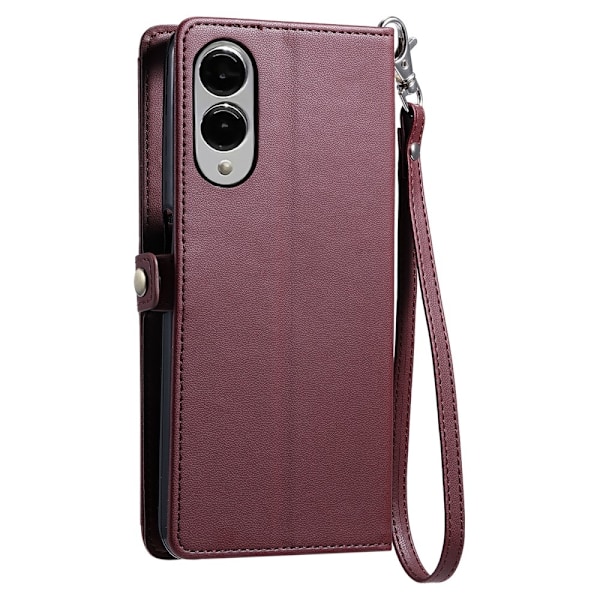 SKALO Samsung S25 Edge PU-Nahkakuori Lompakkokotelo - Punainen Red