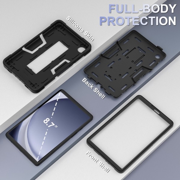 SKALO Samsung Tab A9 Stødresistent Armor silikone Cover - Sort Black