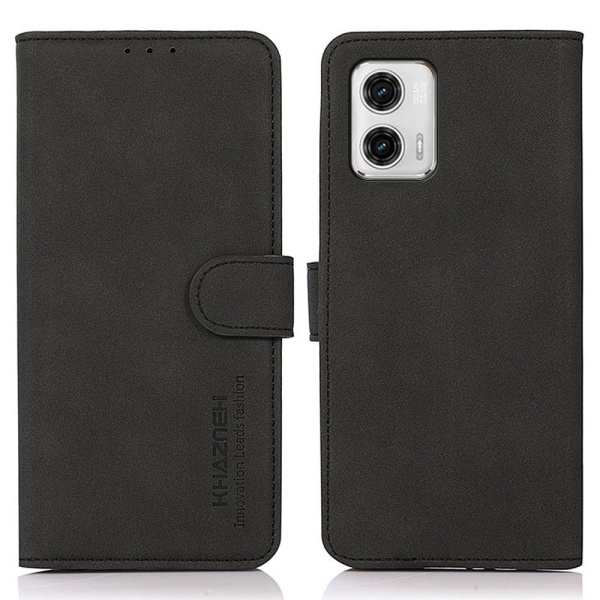 SKALO Motorola Moto G73 5G KHAZNEH Lompakkokotelo PU-nahasta - Musta Black