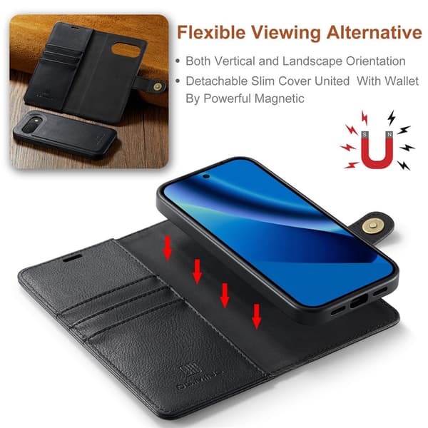 DG MING 2-i-1 Magnet Flip Cover til Google Pixel 10a - Sort Black