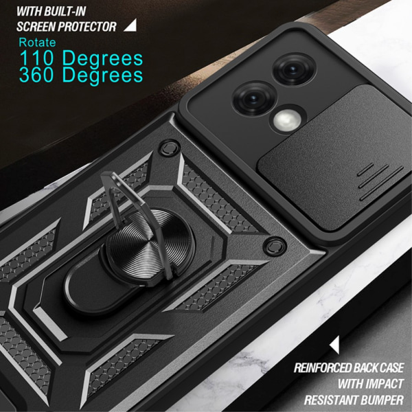 SKALO Motorola Moto G84 5G Armor Hybrid Magnetring Kameraslider Mörkblå