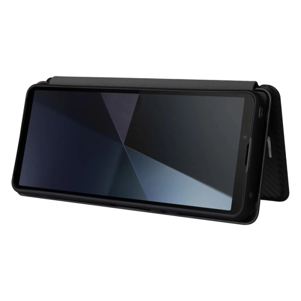 SKALO Sony Xperia 10 VI Carbon Fiber Lompakkokotelo - Musta Black