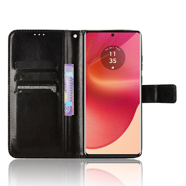 SKALO Motorola Edge 50 Fusion PU-Läder Plånboksfodral - Fler färger Svart