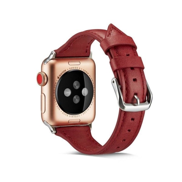 SKALO Smalt læderarmbånd Apple Watch 42/44/45/49mm - Vælg farve Red