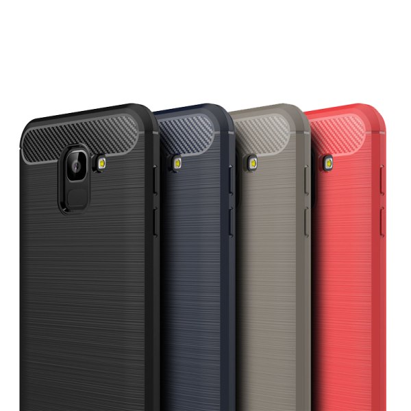 Stødsikker Armour Carbon TPU etui Samsung J6 (2018) - flere farver Red
