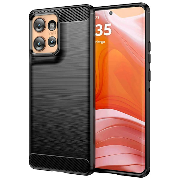 SKALO Motorola Edge 50 5G Armor Carbon Stødsikker TPU-cover - Vælg farve Black