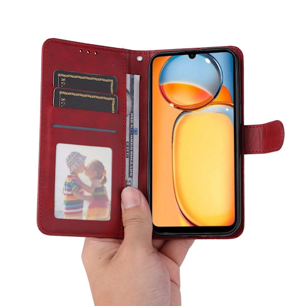 SKALO Xiaomi Redmi 13C 4G PU-læder Pungetui - Vælg farve Red