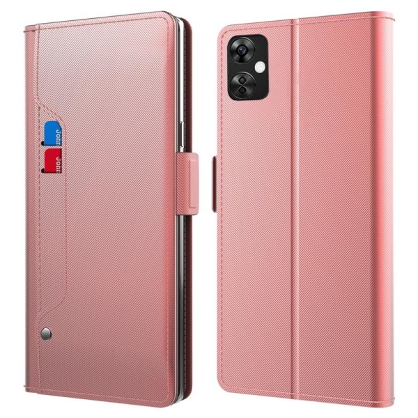 SKALO OnePlus Nord CE 3 Lite 5G Kortholder Mirror Flip Cover - R Pink gold