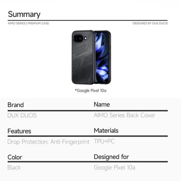 DUX DUCIS Aimo Series Cover til Google Pixel 10a - Sort Black